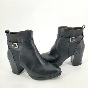 White Mountain Heeled Ankle Boots Blk Size 9